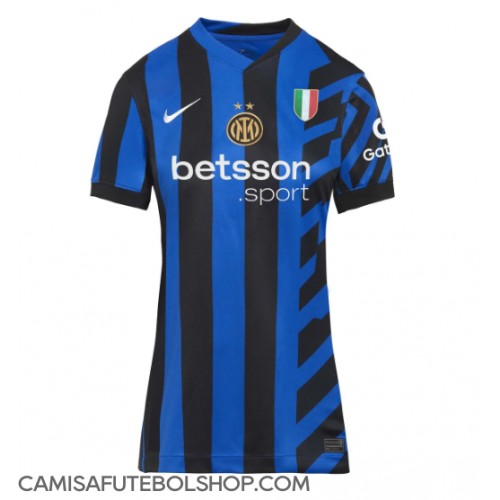 Camisa de time de futebol Inter Milan Replicas 1º Equipamento Feminina 2024-25 Manga Curta